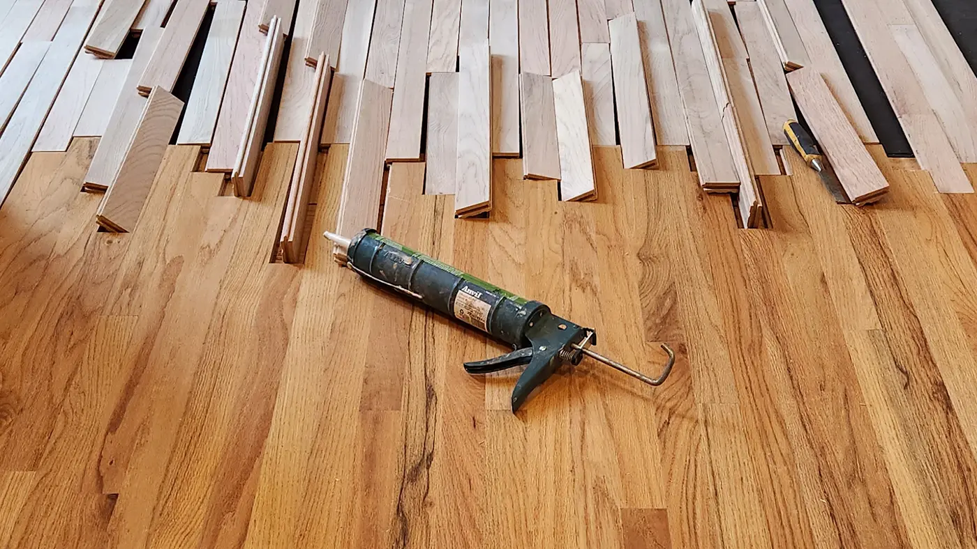 Completed hardwood flooring project