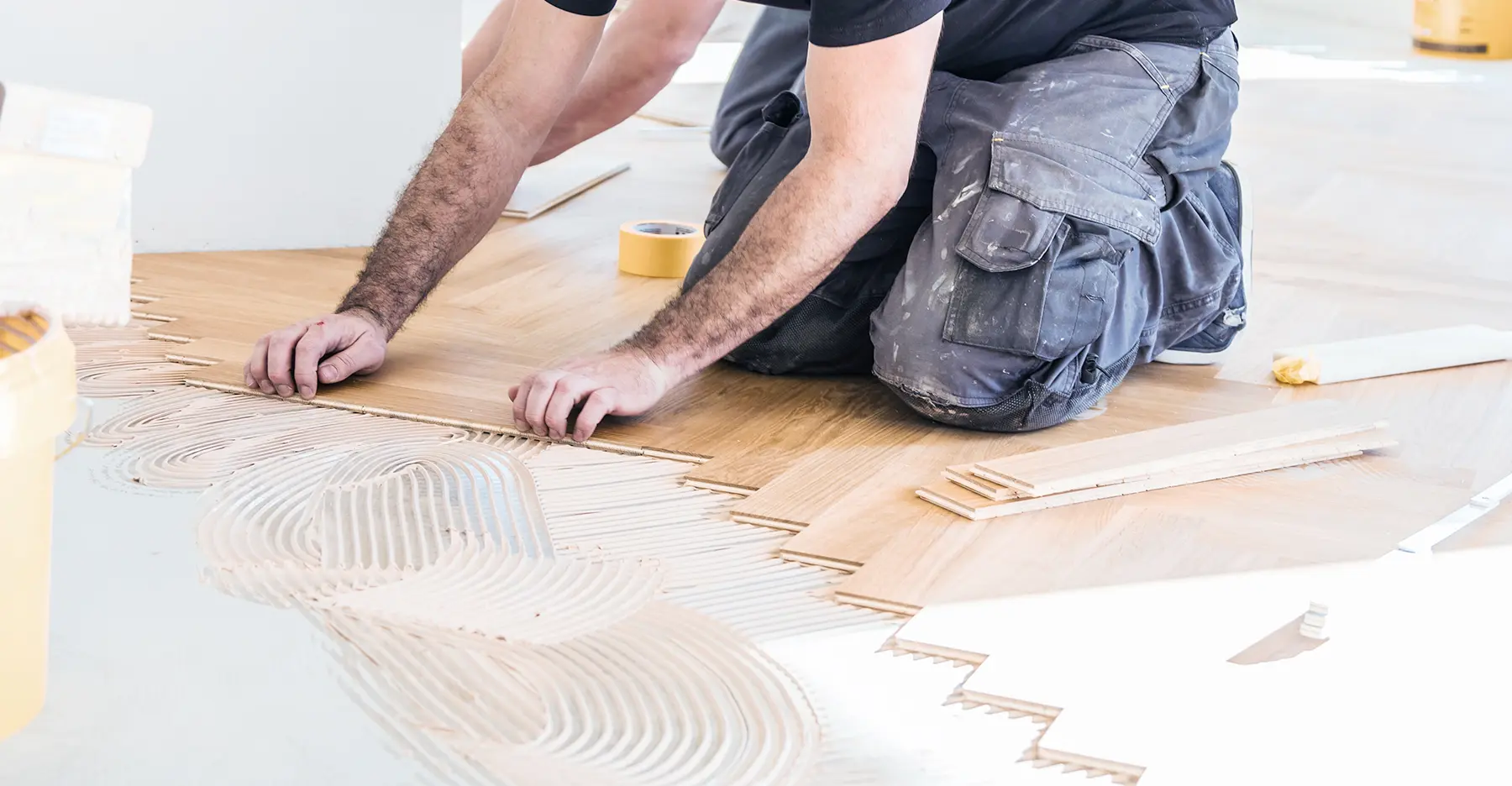 Professional hardwood floor installation in an Atlanta home