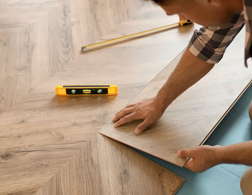 Engineered hardwood flooring installation in an Atlanta home