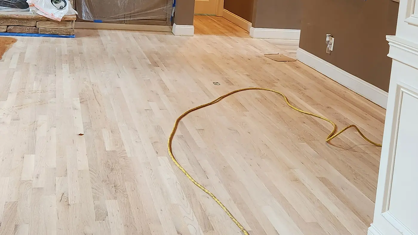 Hardwood floor refinishing result in Metro Atlanta GA — rich satin finish on red oak