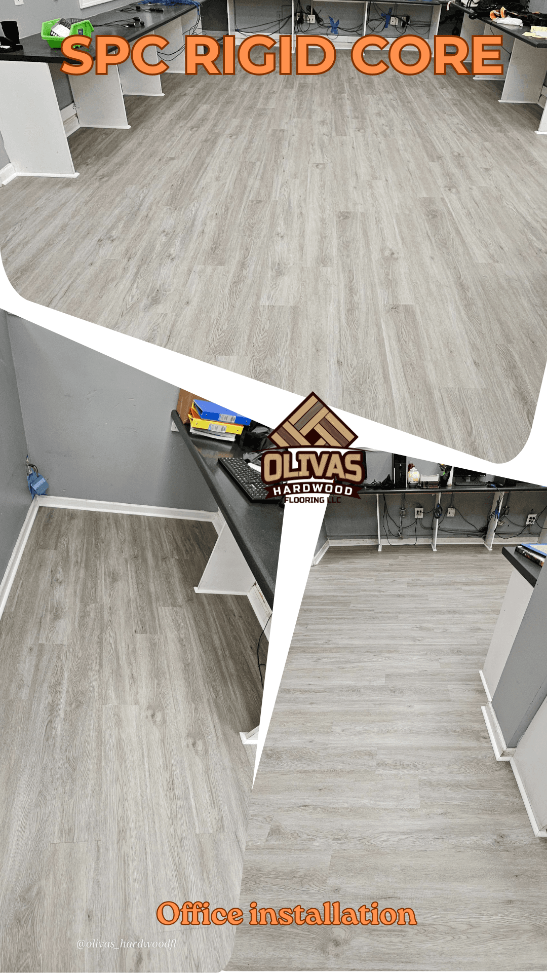 SPC rigid core luxury vinyl plank installed in a commercial office by Olivas Hardwood Flooring in Lawrenceville GA